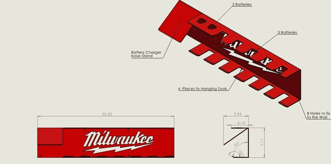 Soporte para herramientas eléctricas Milwaukee, y soporte para batería M18 y M12 y cargador